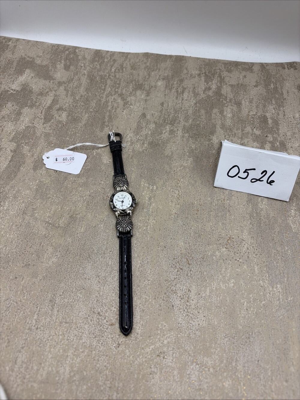 Vintage Design Geneva Southwestern Floral Women’s Watch W/Black Strap 8.5” Works